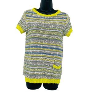 Anthropologie Guiliana Leila Women's Capped Sleeve Knit Yellow Sweater Size M